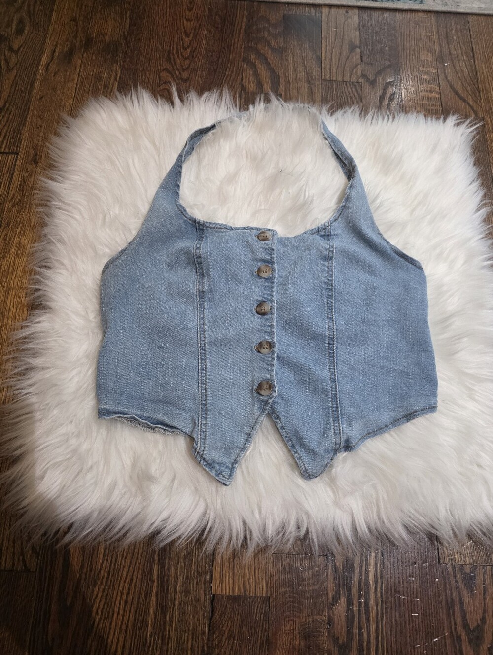SheIn Light Denim Halter Vest Size M